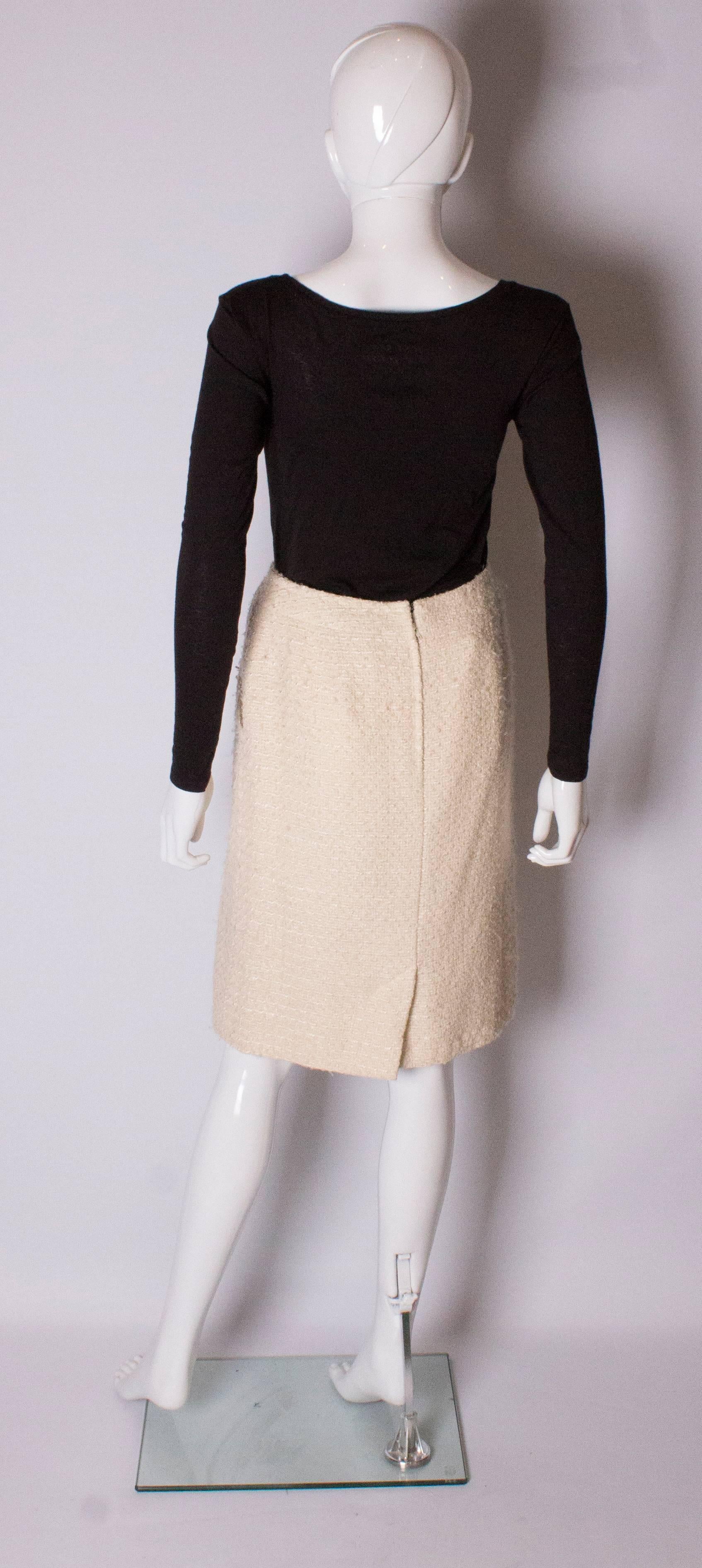 Vintage Chanel Ivory Boucle Skirt In Good Condition In London, GB