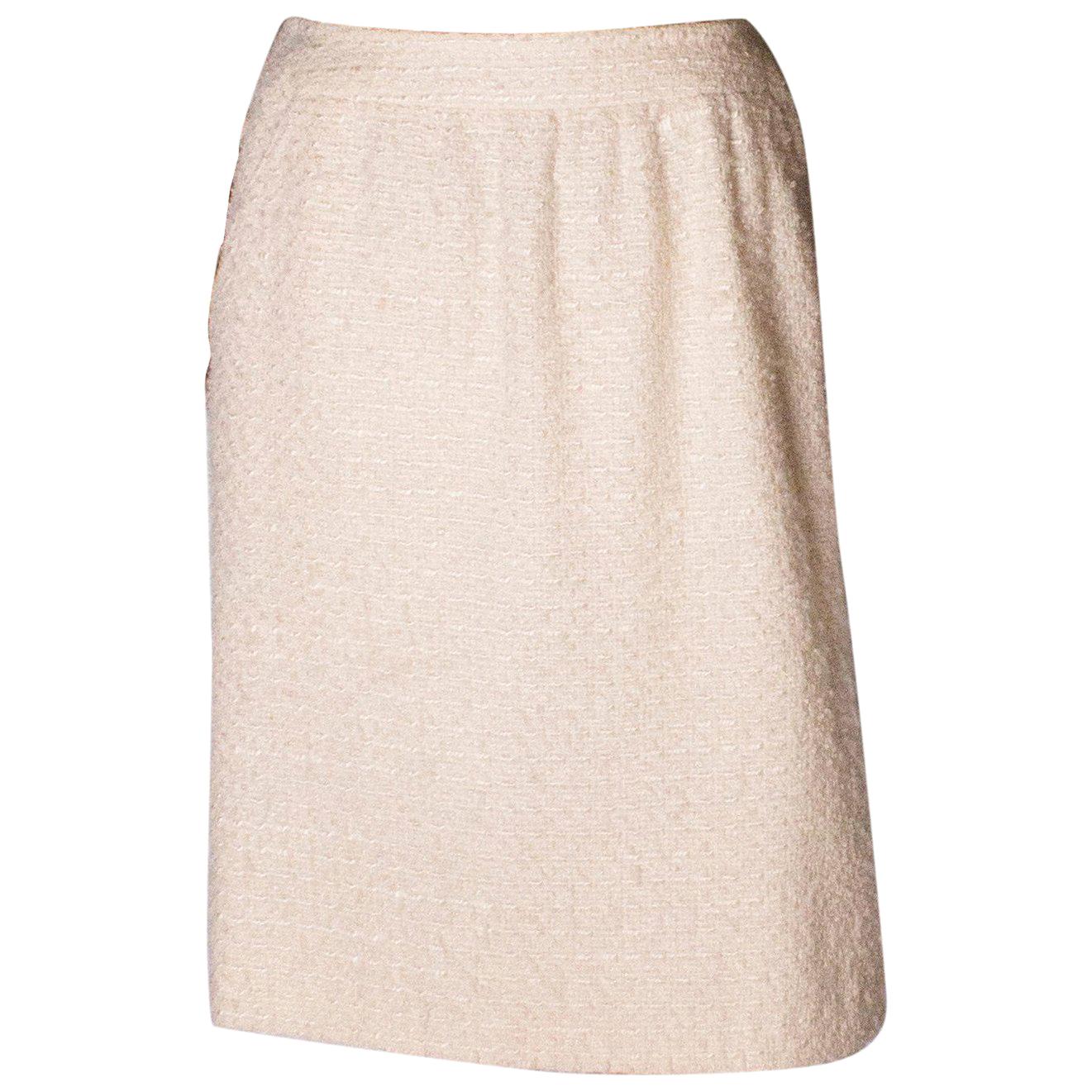 Vintage Chanel Ivory Boucle Skirt