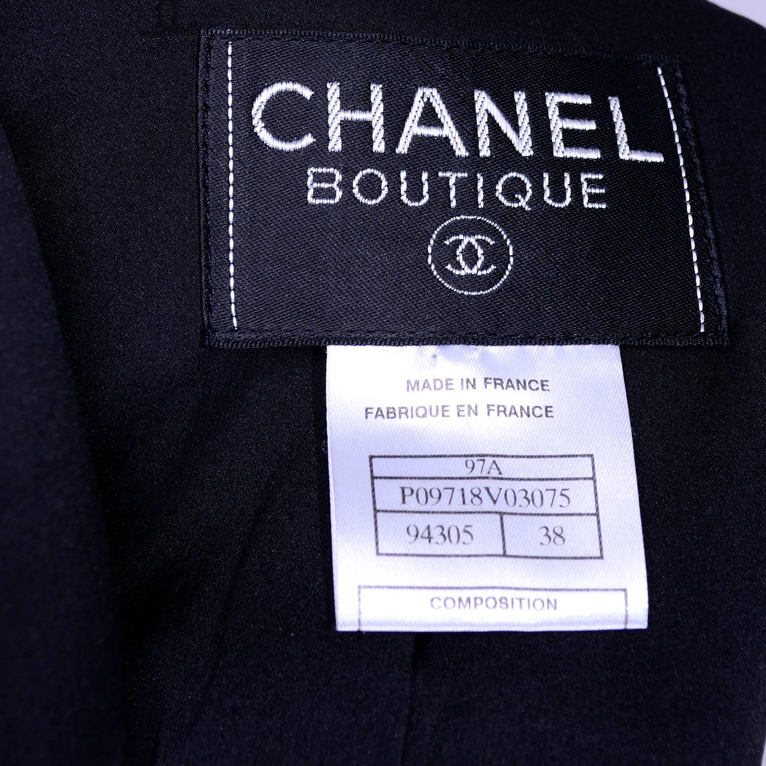 Chanel Vintage Black Wool Vintage Blazer Jacket with Zip Front, Autumn 1997  6