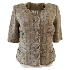 Vintage Chanel Jacket Beige Tweed Gripoix Buttons 2010 