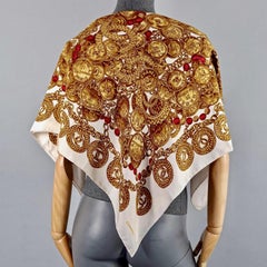 Vintage CHANEL Jewelled Medallion Coin Chain Twill Silk Scarf