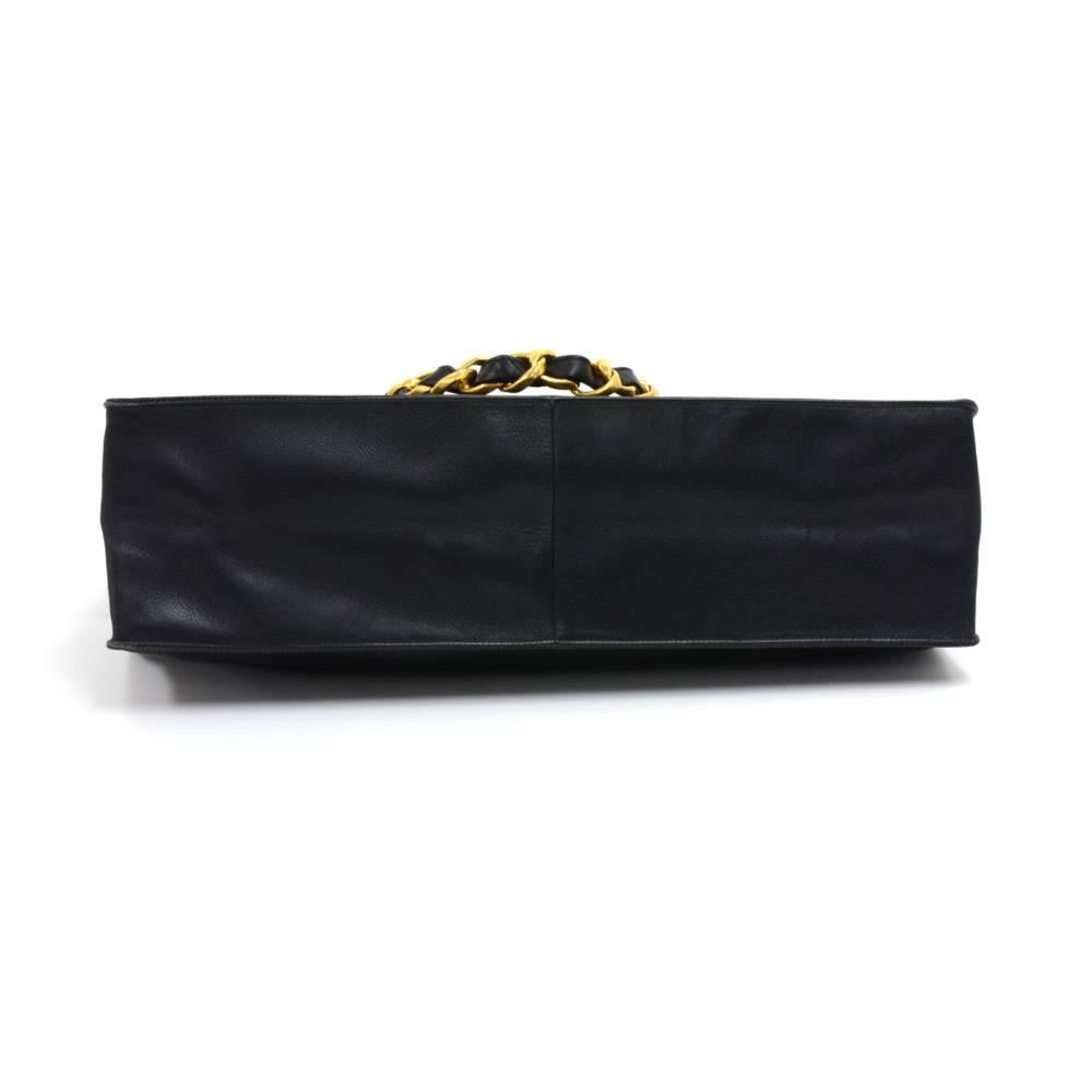 Chanel Vintage Jumbo XL Black Leather Shoulder Shopping Tote Bag  1