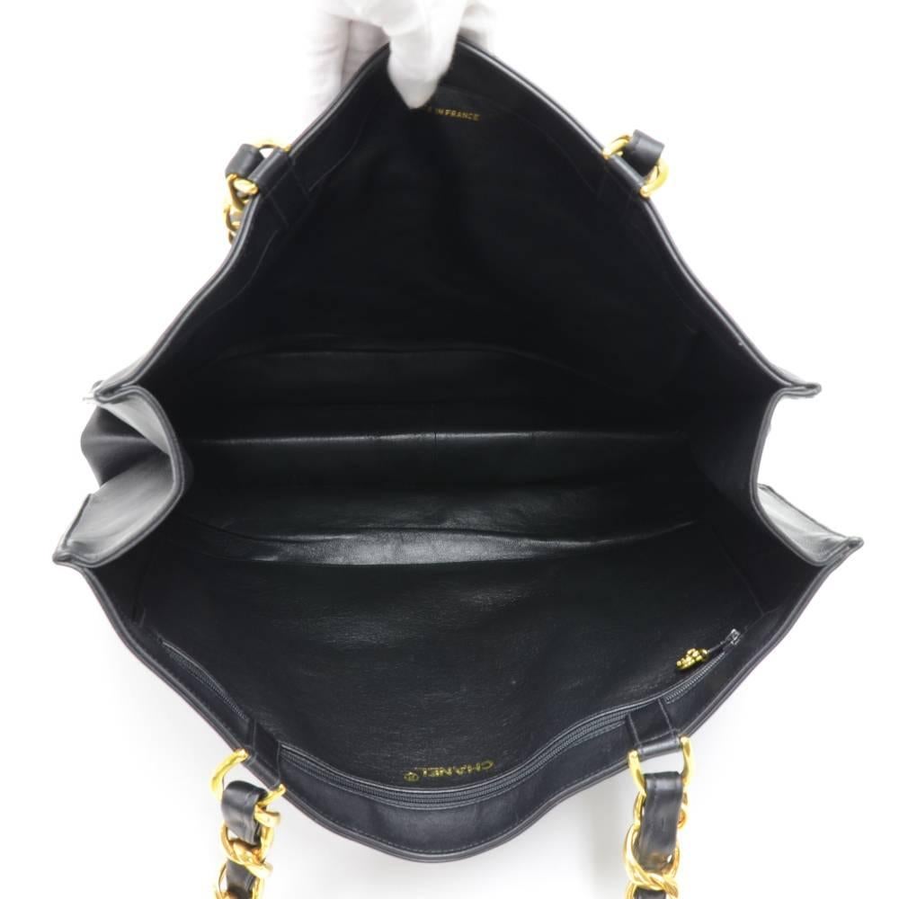 Chanel Vintage Jumbo XL Black Leather Shoulder Shopping Tote Bag  5