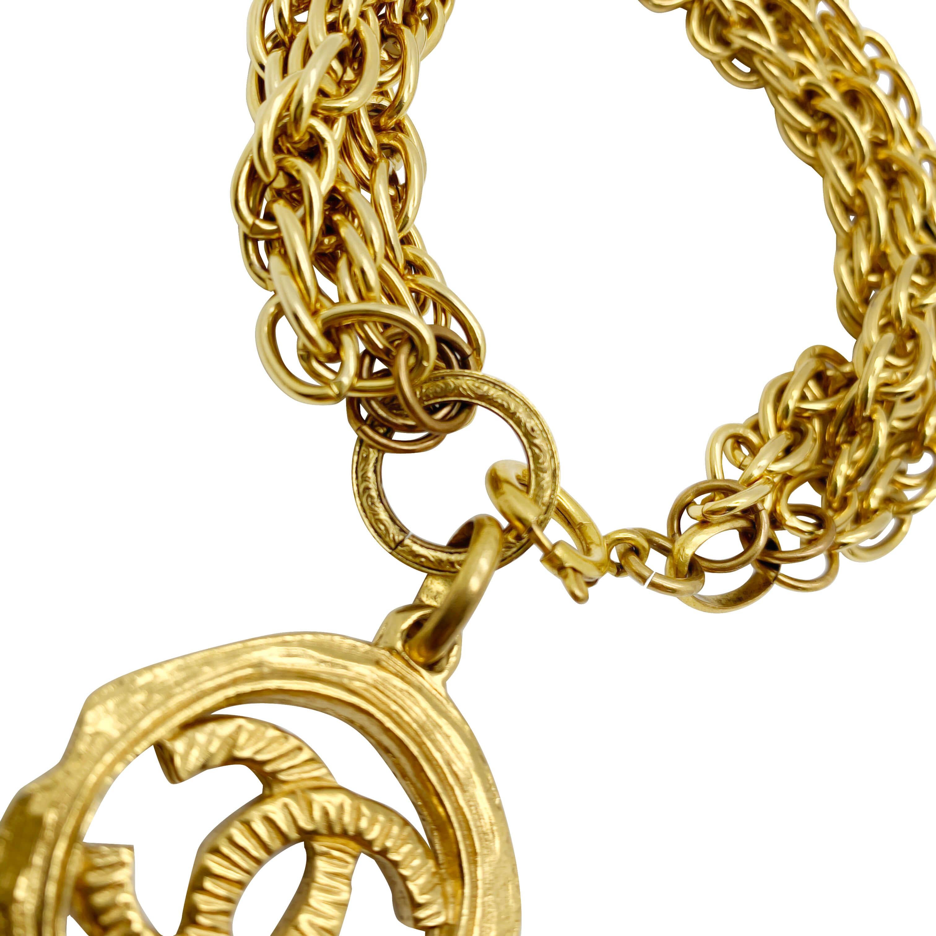 Women's Vintage Chanel Karl Lagerfeld Chain Logo Charm Bracelet 1980s For Sale