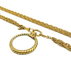 Vintage Chanel Karl Lagerfeld for Chanel, collana con ciondolo a forma di lente d'ingrandimento e catena anni '80