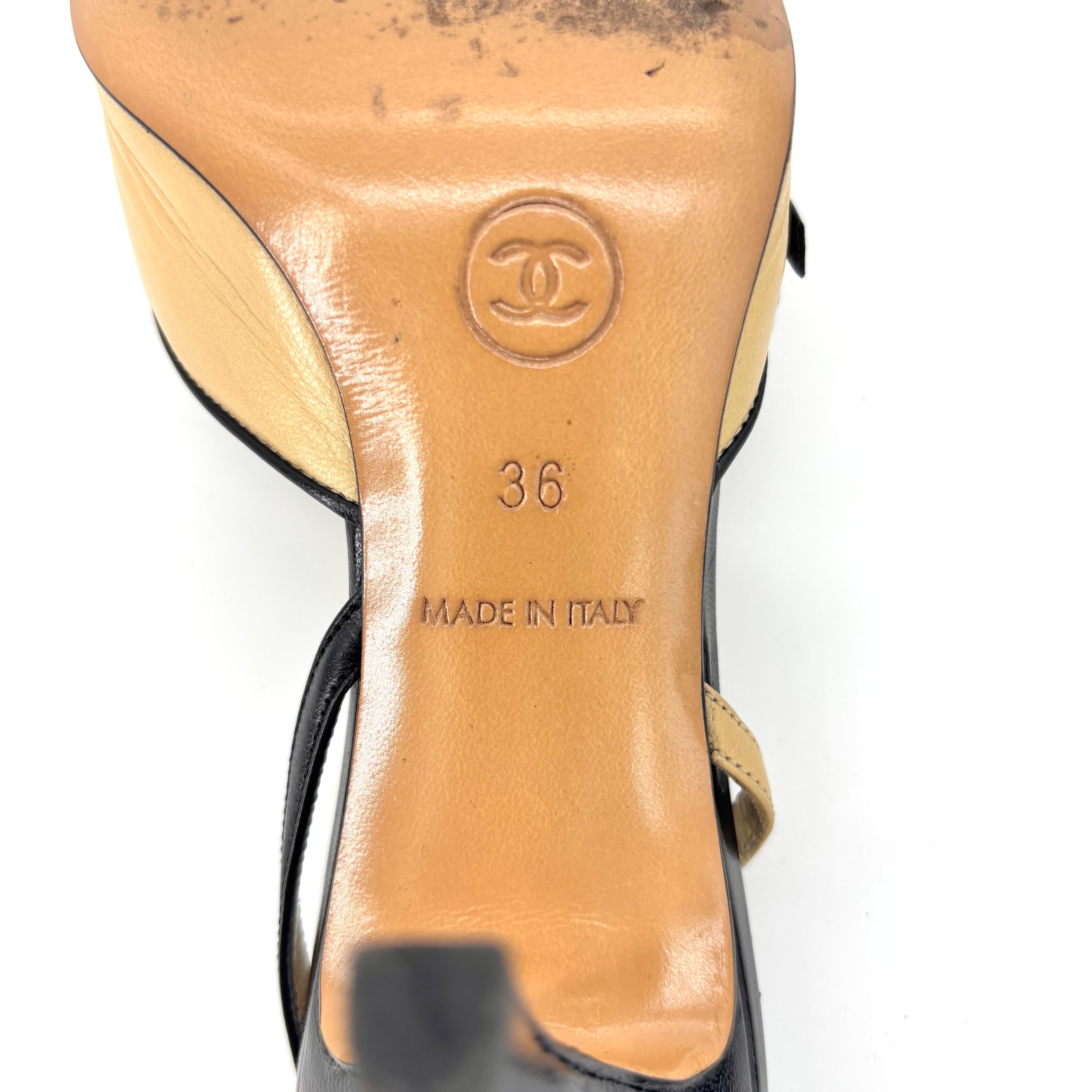 Vintage Chanel Lagerfeld Interlocking CC Mini Bow Cap Toe Slingback Pumps 36 en vente 2