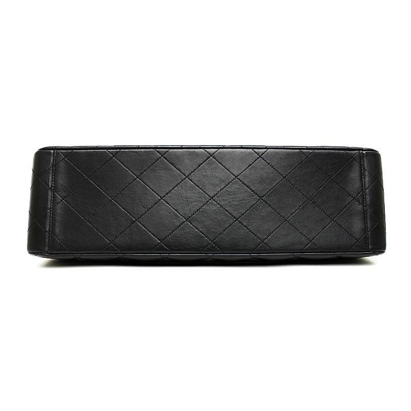 Vintage Chanel Lambskin Jumbo Classic Flap Bag XL Black For Sale 1