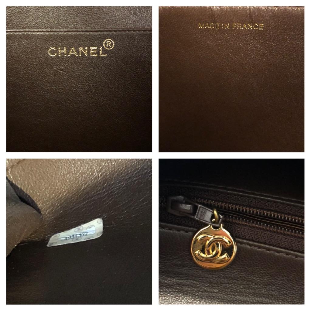 Vintage CHANEL Lambskin Leather Jumbo Logo Briefcase Attaché Document Bag Brown 1