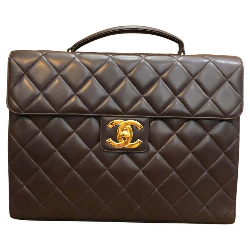 Cheney Logo Riefcase Vintage CHANEL Caviar Leather Jumbo Logo Briefcase Attaché Document ...