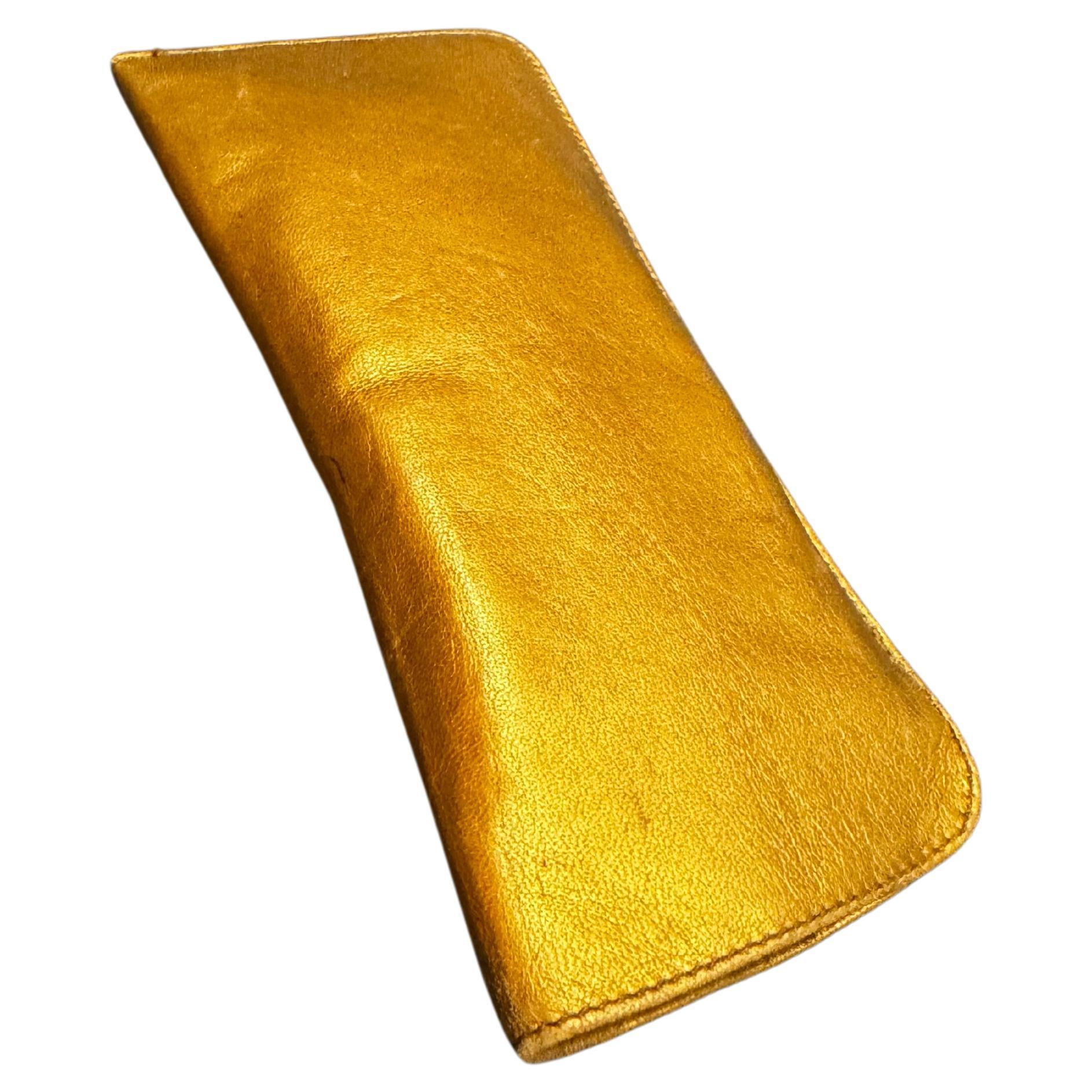 Vintage CHANEL Lambskin Leather Glasses Pouch Copper In Fair Condition For Sale In Bangkok, TH