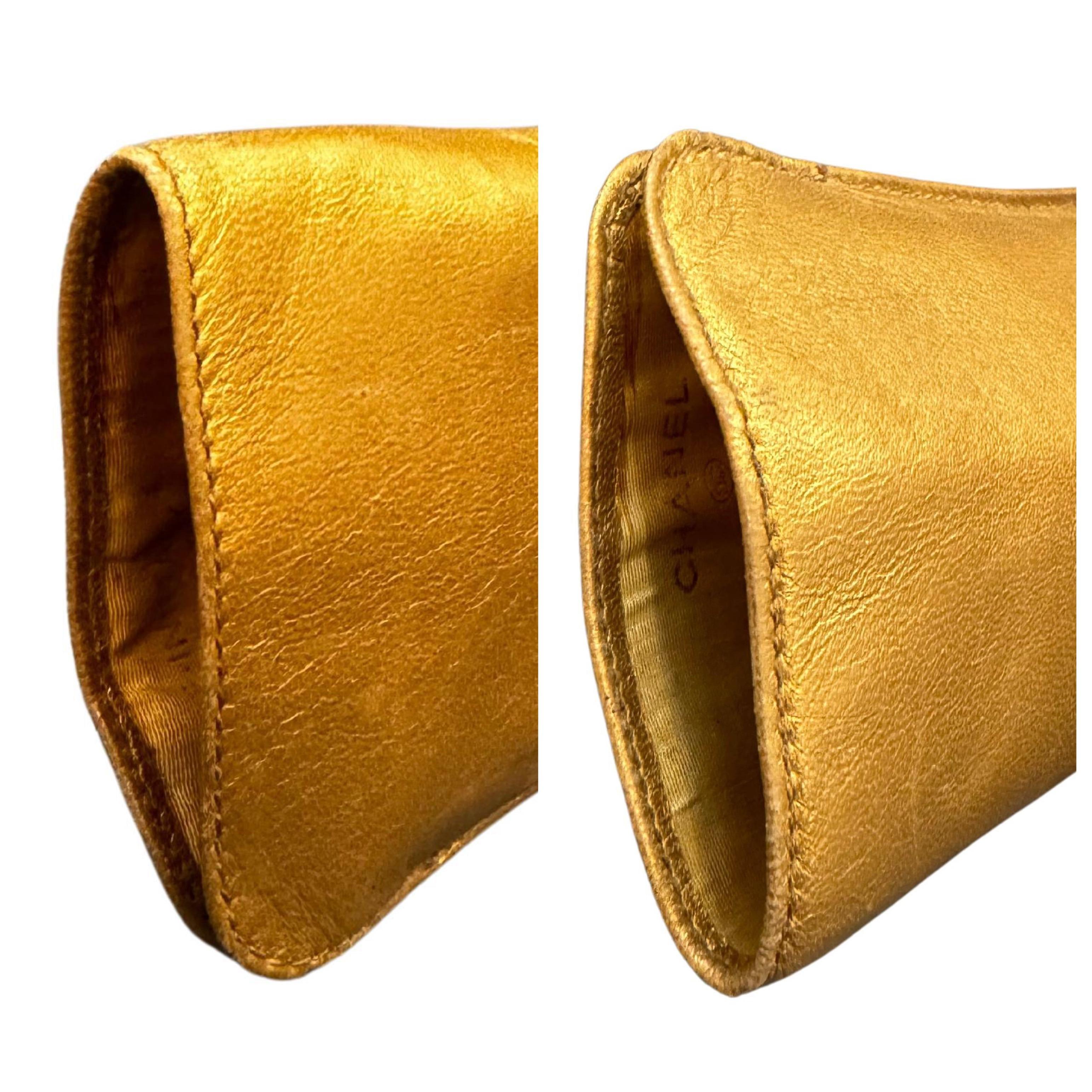 Women's or Men's Vintage CHANEL Lambskin Leather Glasses Pouch Copper For Sale