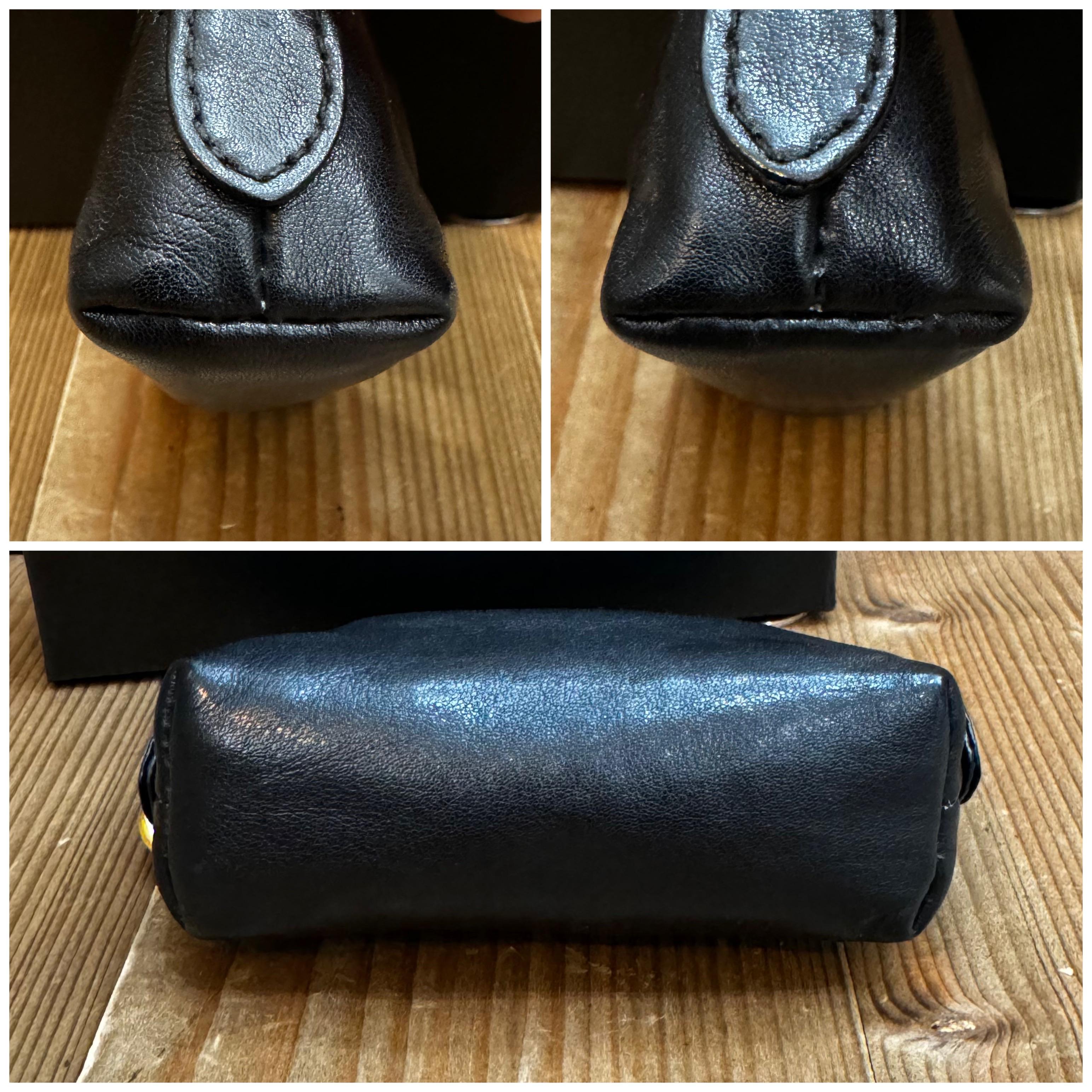 Women's or Men's Vintage CHANEL Lambskin Leather Mini Pouch Bag Black For Sale