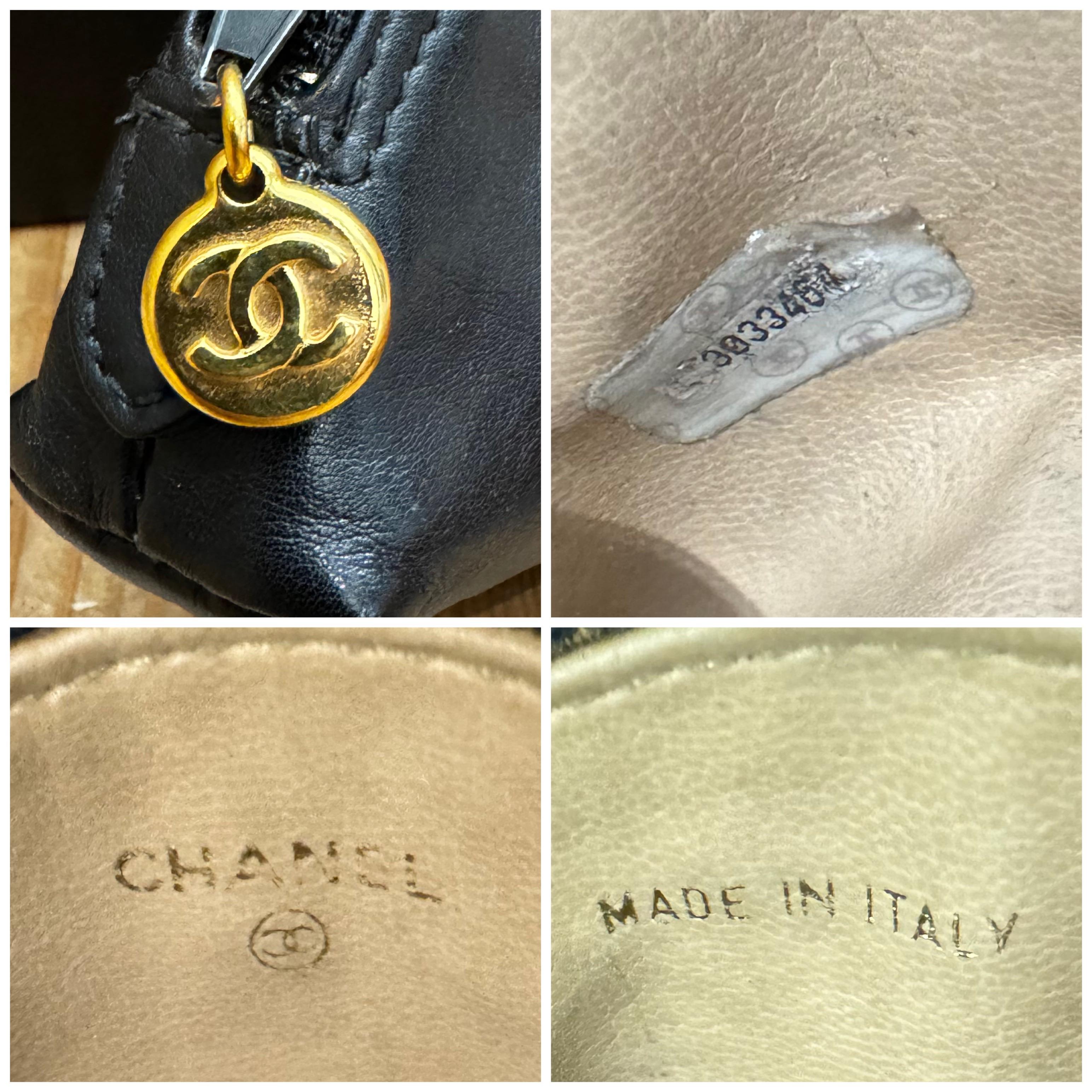Vintage CHANEL Lambskin Leather Mini Pouch Bag Black 2
