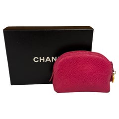 Vintage CHANEL Lambskin Leather Mini Cosmetic Pouch Bag Pink