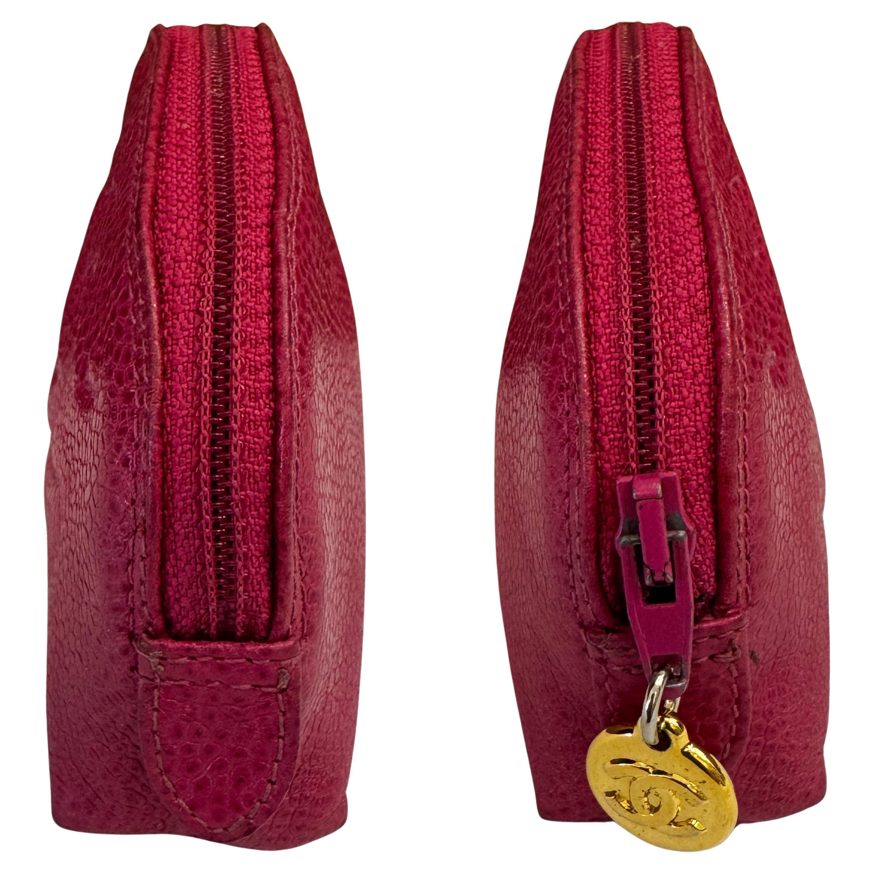 Noir Vintage CHANEL Lambskin Lambskin Mini Cosmetic Pouch Bag Pink en vente
