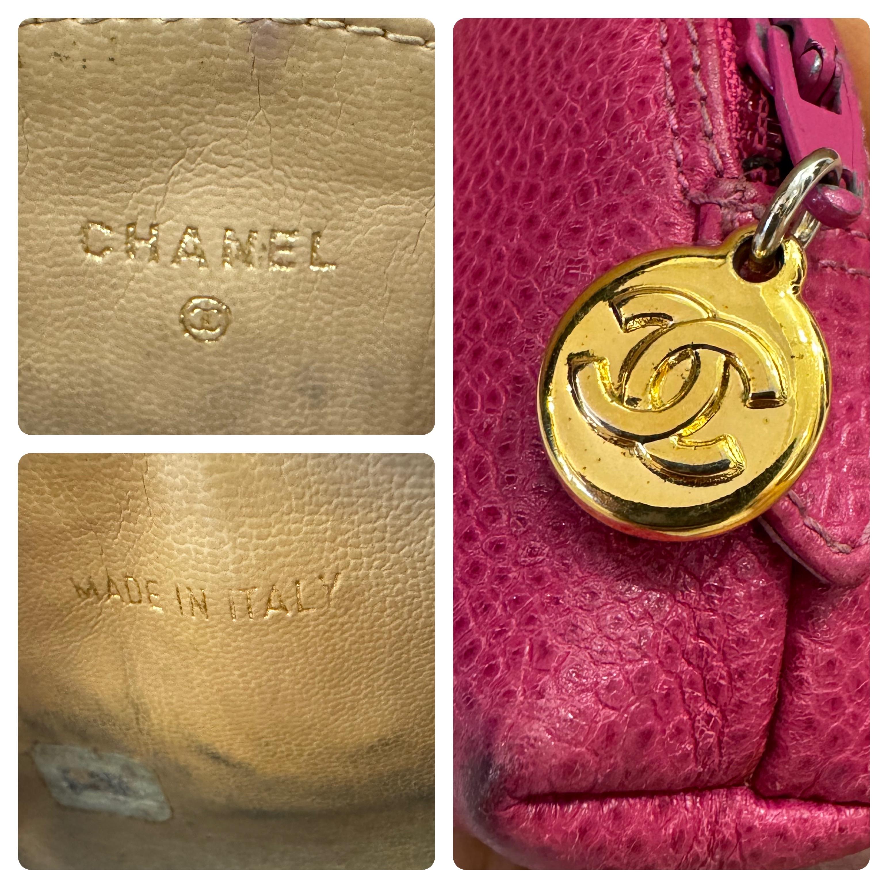 Vintage CHANEL Lambskin Lambskin Mini Cosmetic Pouch Bag Pink Unisexe en vente