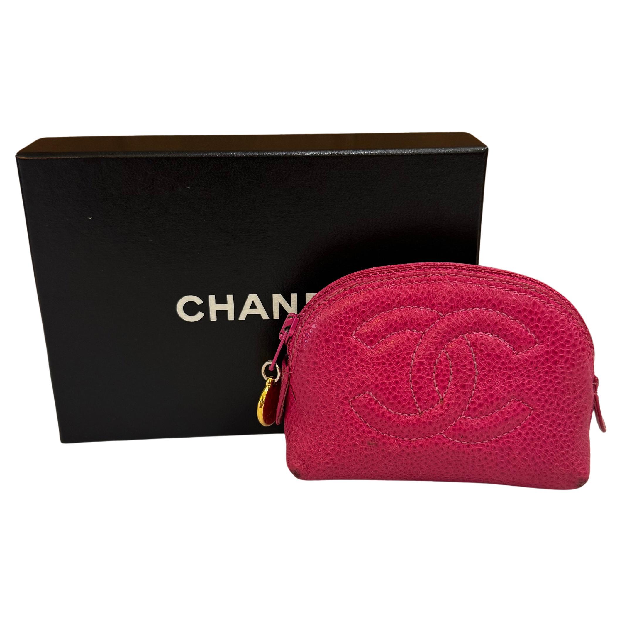 Vintage CHANEL Mini Neceser de Piel de Cordero Rosa
