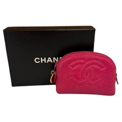 Vintage CHANEL Lambskin Lambskin Mini Cosmetic Pouch Bag Pink