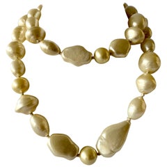 Vintage Chanel Large Baroque Pearl Necklace