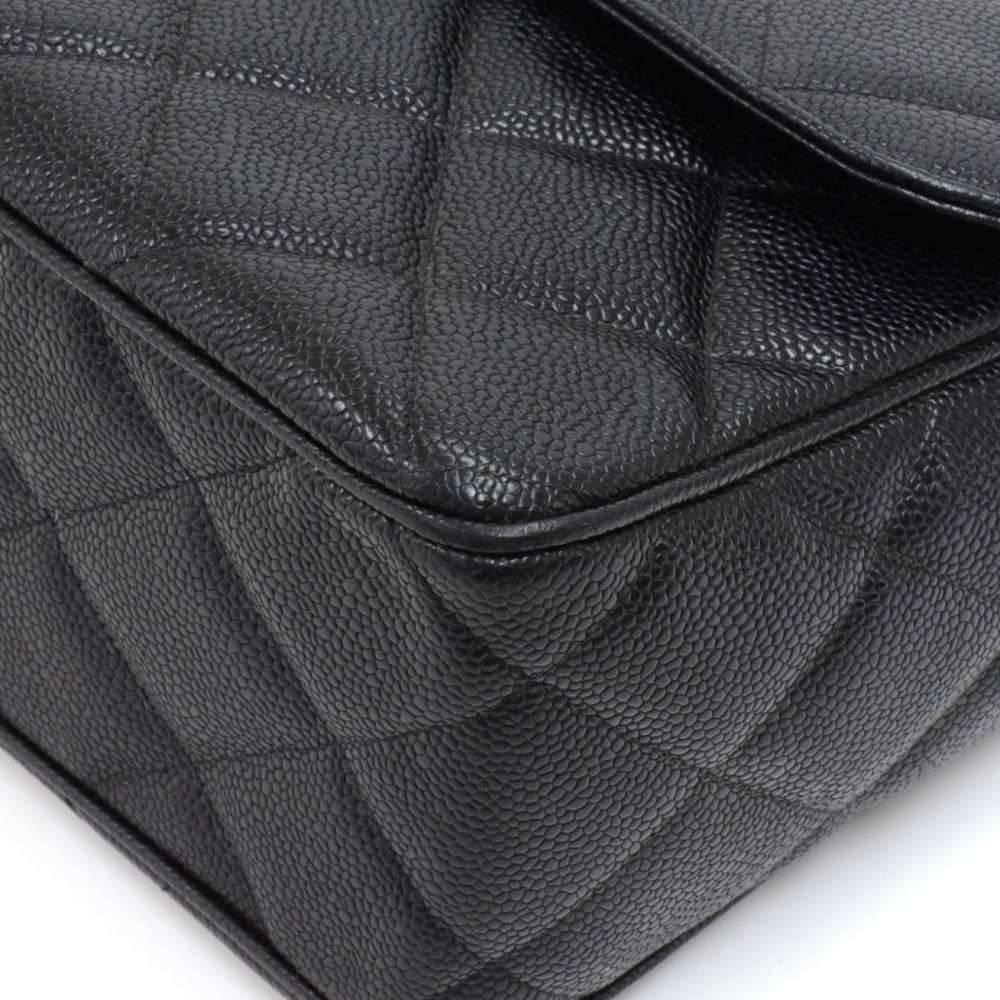 Vintage Chanel Large Black Quilted Caviar  Leather Flap Shoulder Bag  3