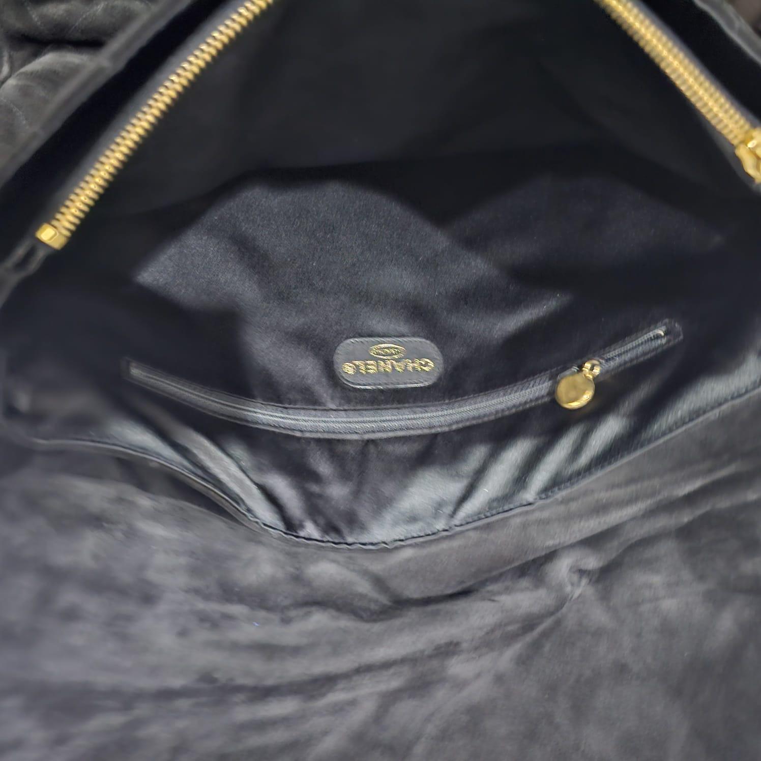 Vintage Chanel Large Black Suede Quilted Messenger Bag with Tassel Details 14
