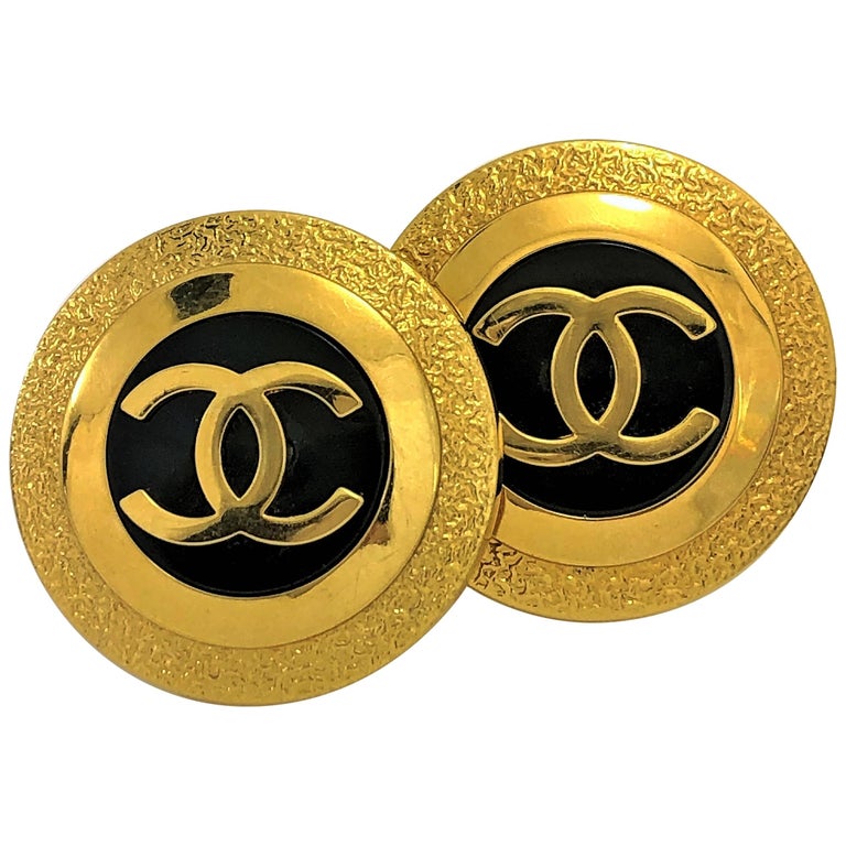 Chanel Paris Spring 1993 Long Gold Plated CC Logo Earrings