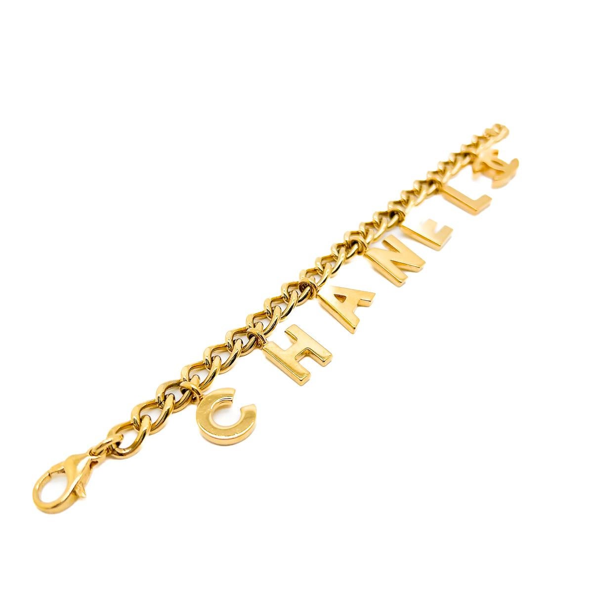 Women's Vintage Chanel Letter Charm Bracelet & Necklace 2002 For Sale