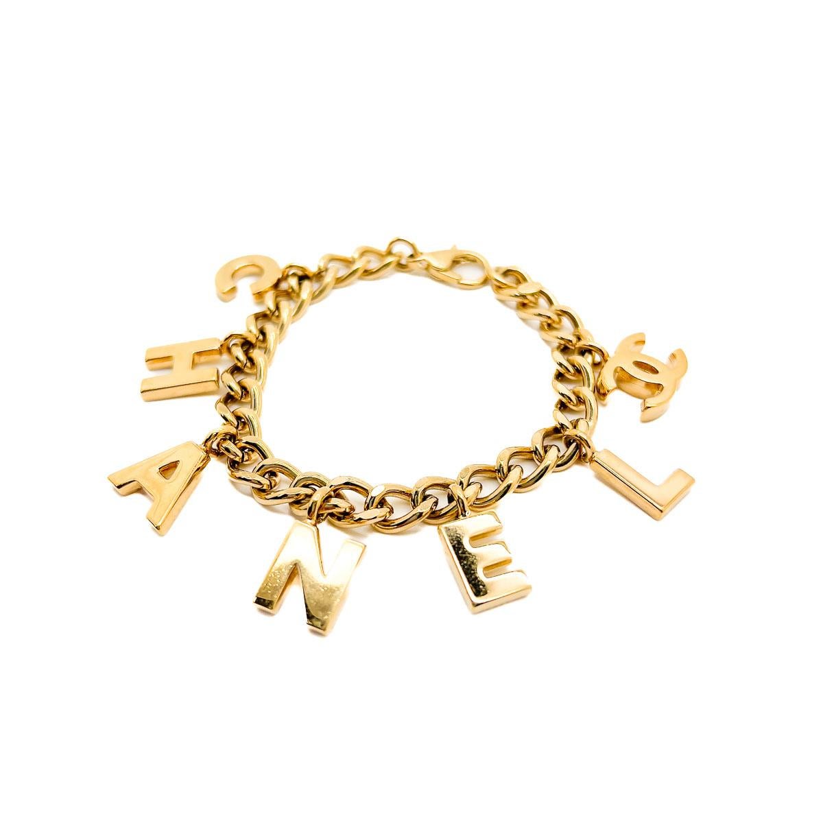 Vintage Chanel Letter Charm Bracelet & Necklace 2002 For Sale 2