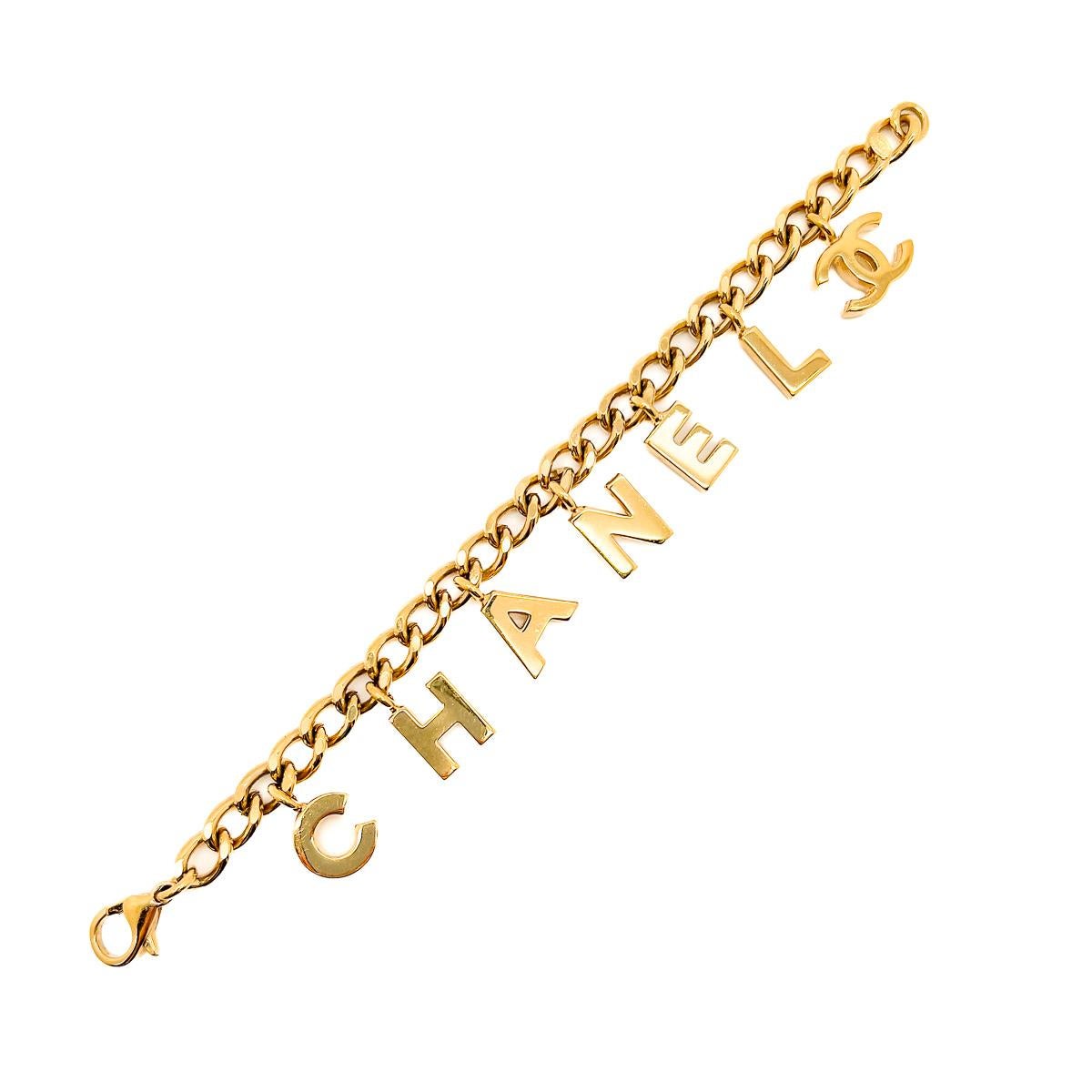 Vintage Chanel Letter Charm Bracelet & Necklace 2002 For Sale 3