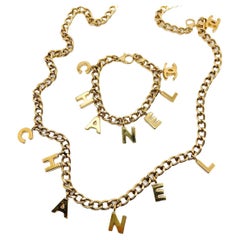 Vintage Chanel Letter Charm Bracelet & Necklace 2002