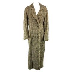 Vintage CHANEL Lightweight Beige Tweed Maxi Coat Size 38 