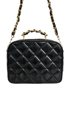 Vintage Chanel Limited Edition Crossbody bag in black Enamel leather