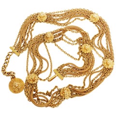 Vintage Chanel Lion Head Medallion Belt Multi Chain Rare 70s 
