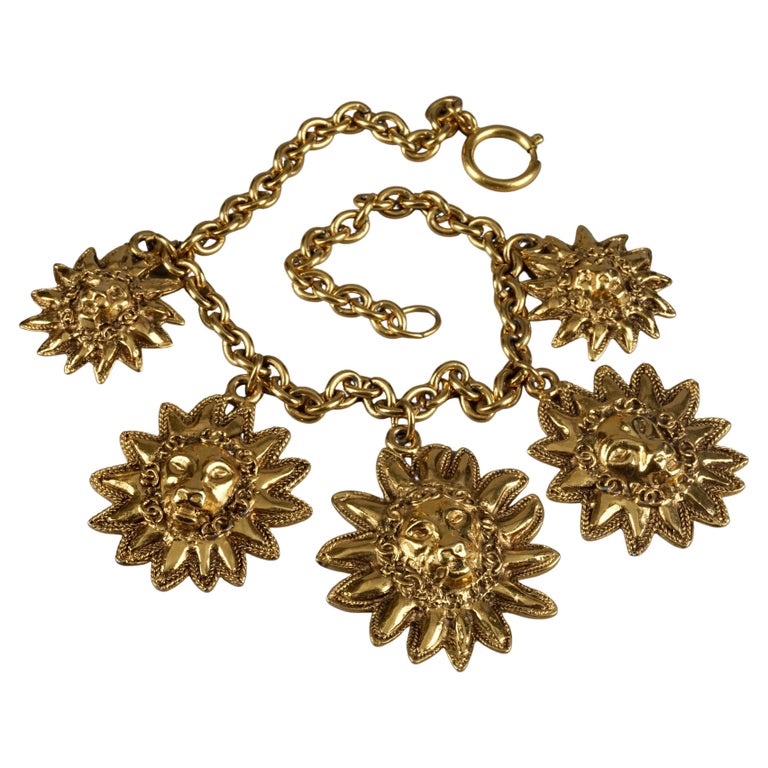 Vintage Chanel Crystal Necklace Cc Logo Gold Choker Charm