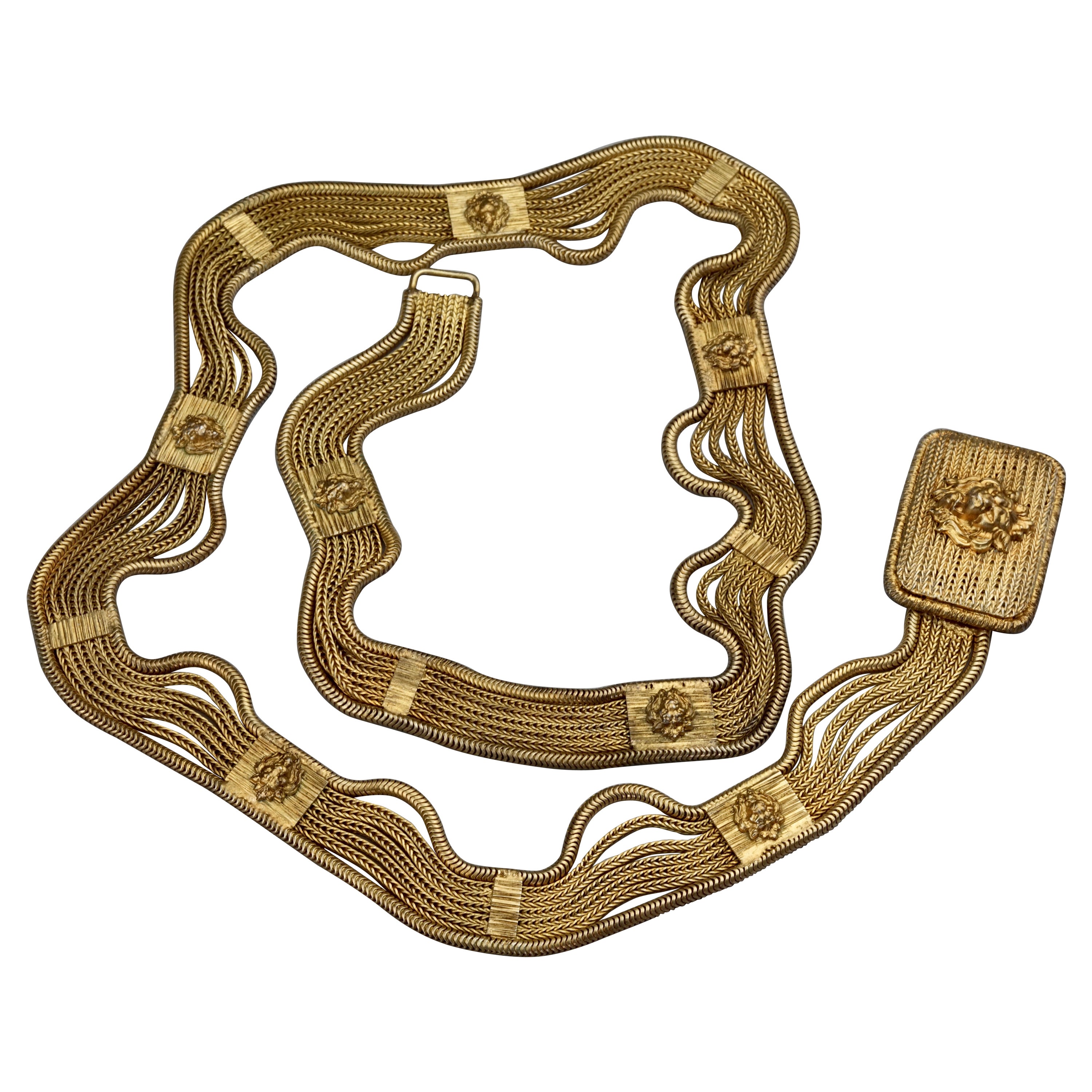 Vintage CHANEL Lion Head Multi Chain Belt For Sale