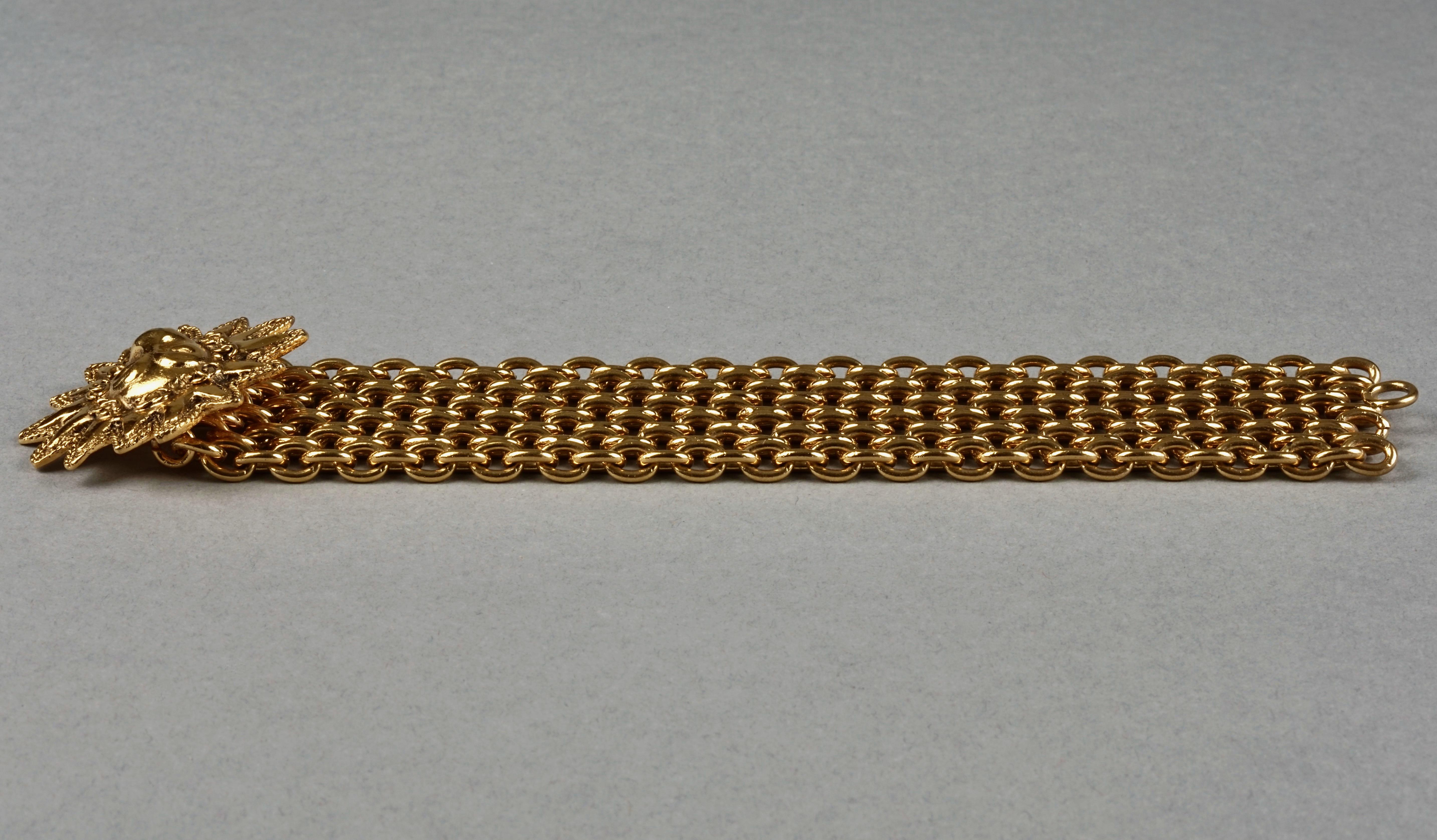 Vintage CHANEL Lion Head Sun Multi Chain Cuff Bracelet In Excellent Condition In Kingersheim, Alsace