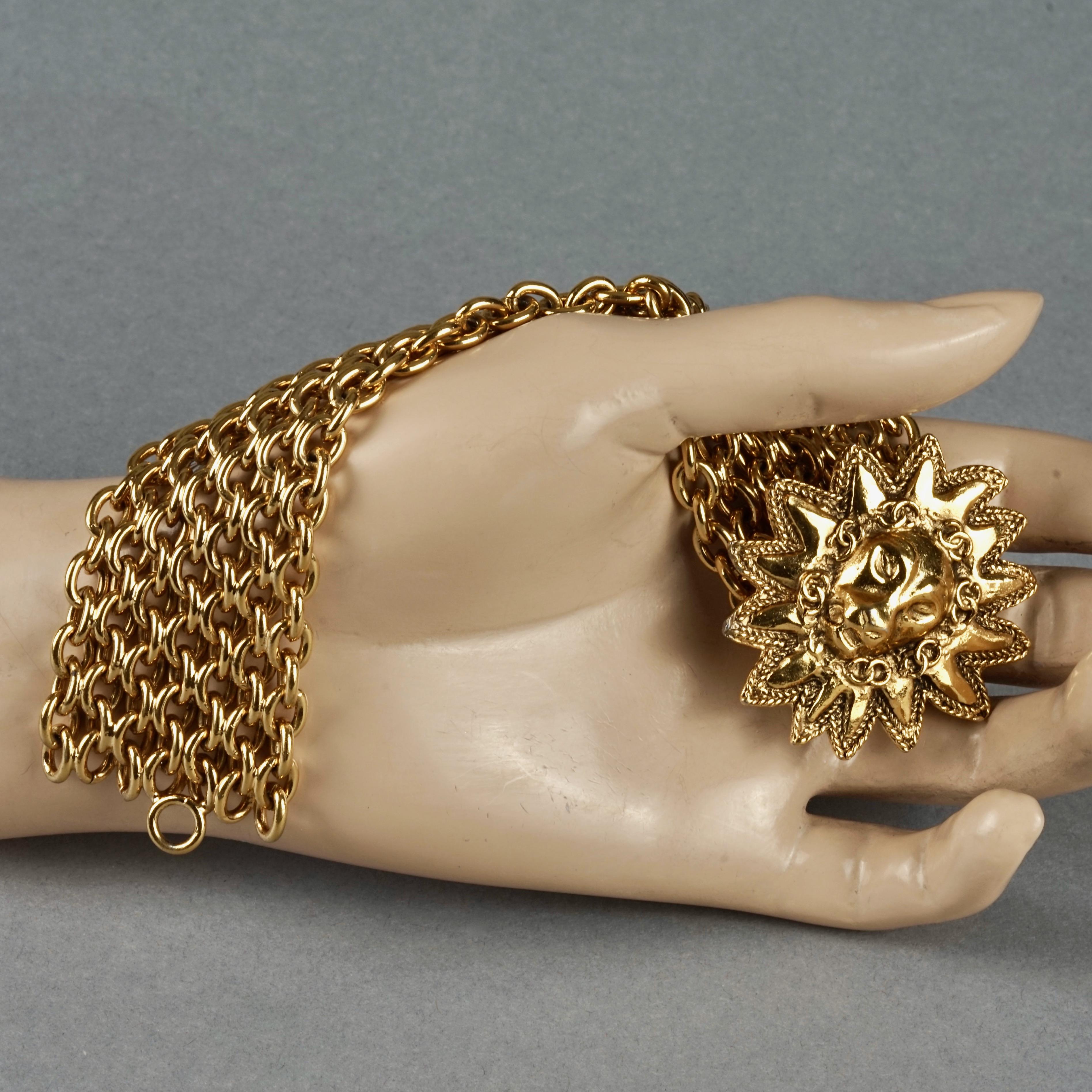 Vintage CHANEL Lion Head Sun Multi Chain Cuff Bracelet 1