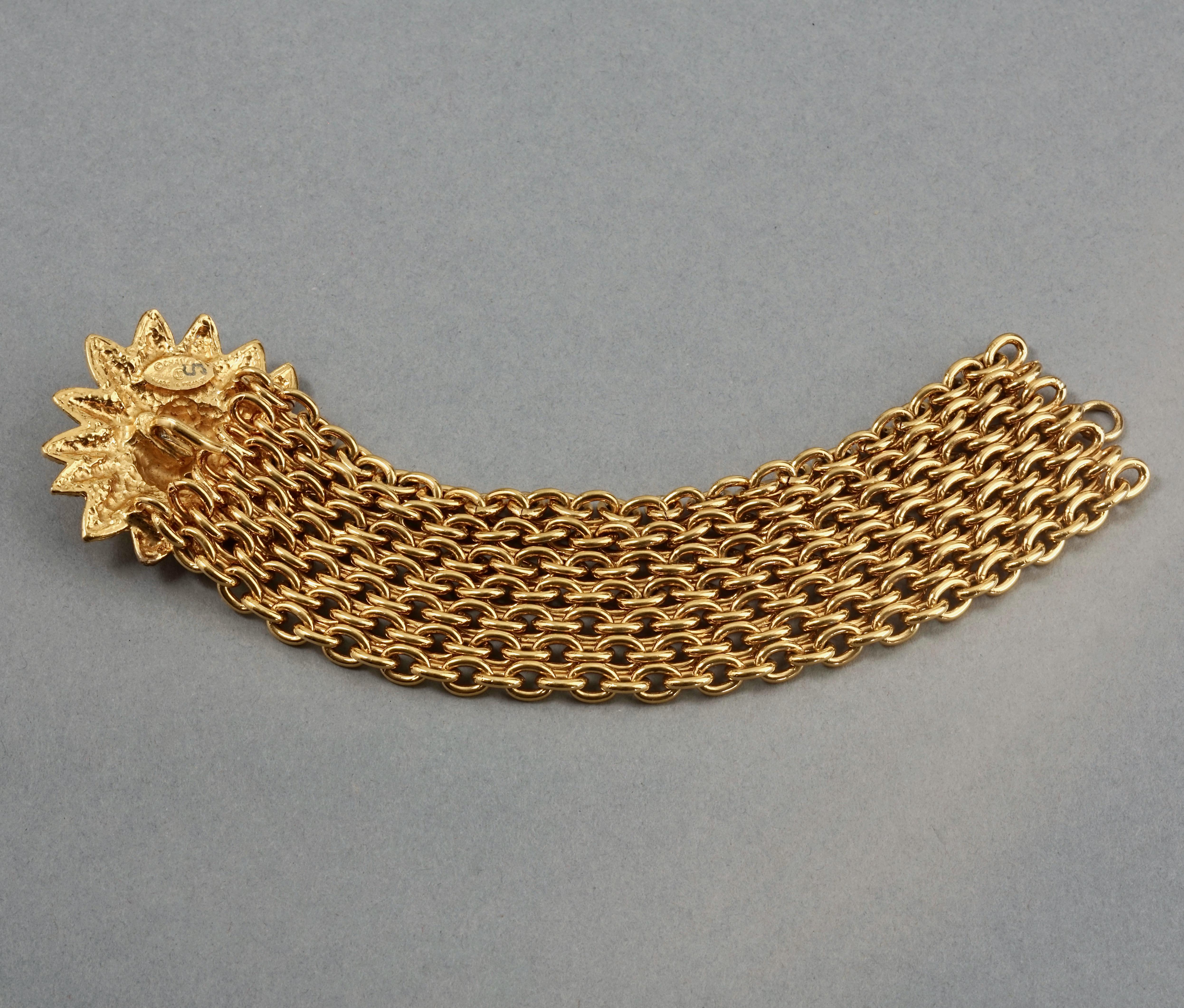 Vintage CHANEL Lion Head Sun Multi Chain Cuff Bracelet 2
