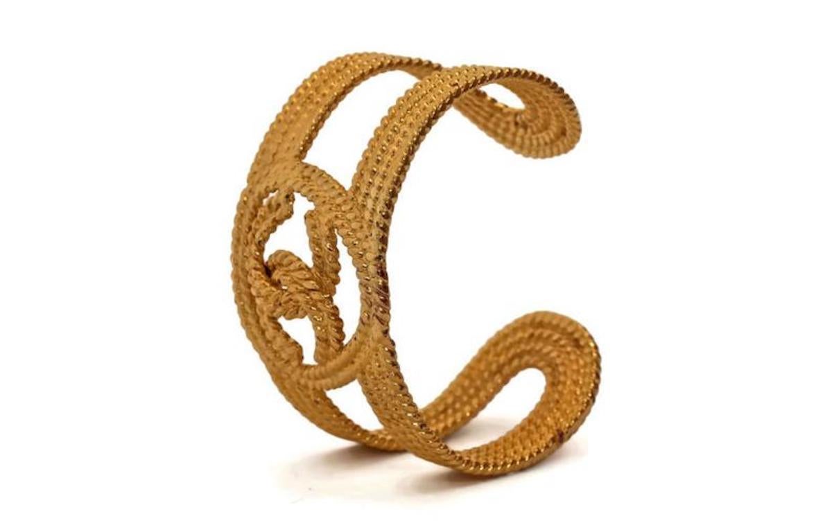 Women's Vintage CHANEL Logo Braided Cuff Bracelet