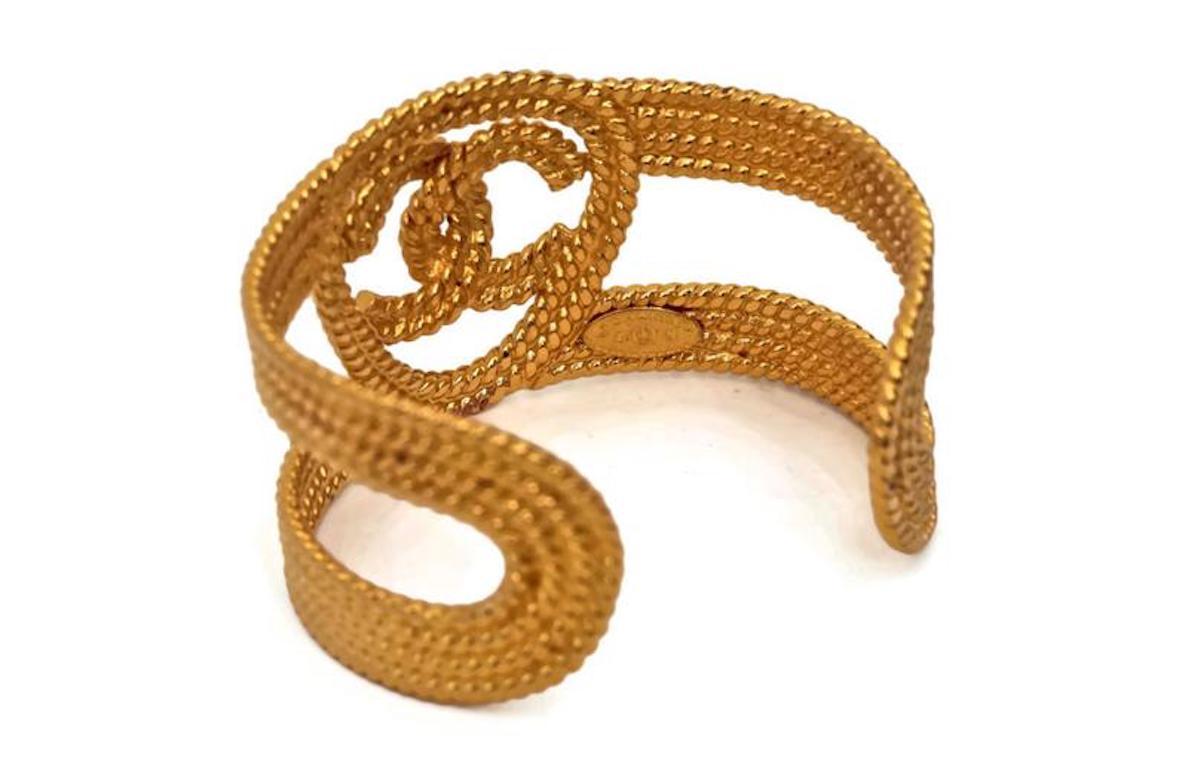 Vintage CHANEL Logo Braided Cuff Bracelet 1