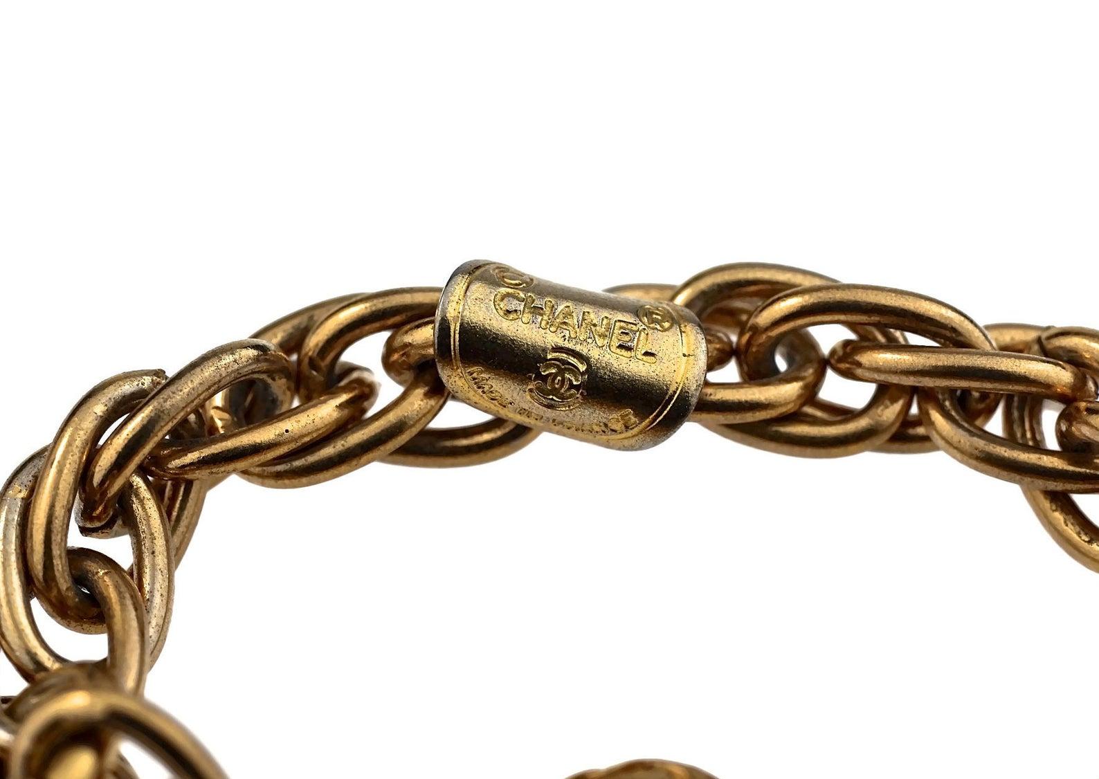 Vintage CHANEL Logo Charms Multi Chain Bracelet 1