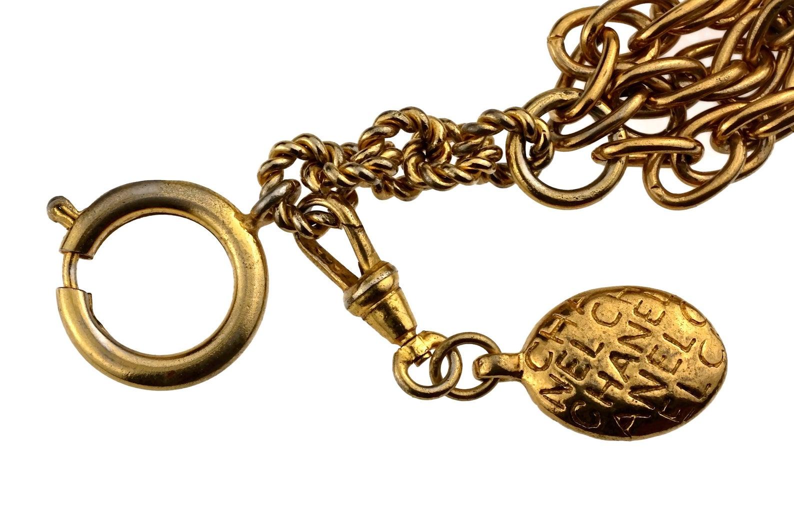 Vintage CHANEL Logo Charms Multi Chain Bracelet 2
