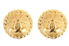 Vintage Chanel Logo Clip On Statement Earrings