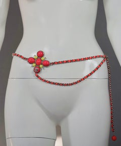 Vintage CHANEL Logo Cross Patent Leather Chain Necklace Belt