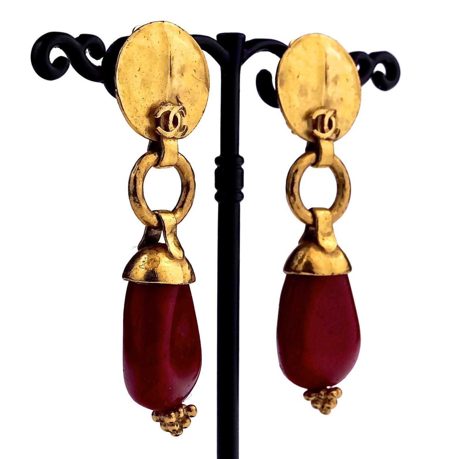 chanel earrings red