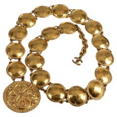 Vintage CHANEL Logo Filigree Medallion Necklace Belt