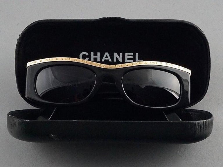 Vintage CHANEL Logo Gold Metal Top Rim Sunglasses at 1stDibs chanel