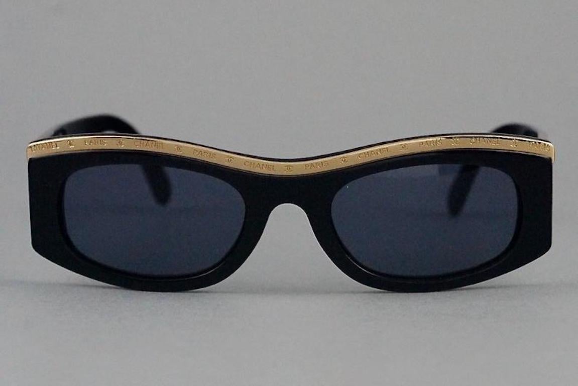 chanel gold rimmed sunglasses