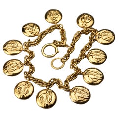 Vintage CHANEL Logo Mademoiselle Medallion Charm Necklace