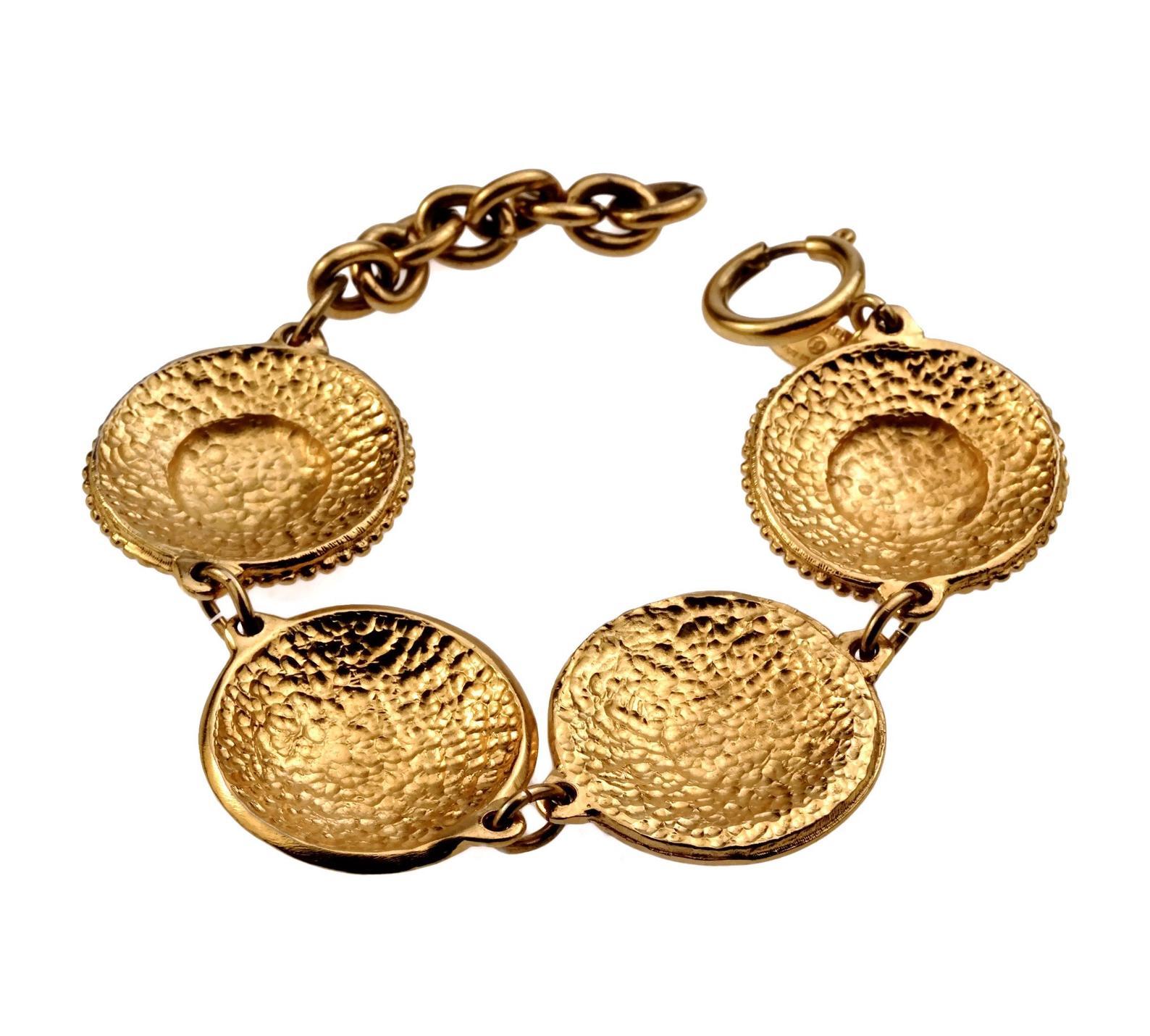 Women's or Men's Vintage CHANEL Logo Medallion Bracelet For Sale